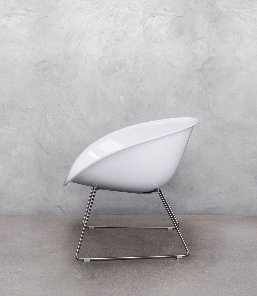 Pedrali Gliss 340 Lounge Kufenstuhl-BI-Tecnopolymer Weiss-CR-Stahl Verchromt