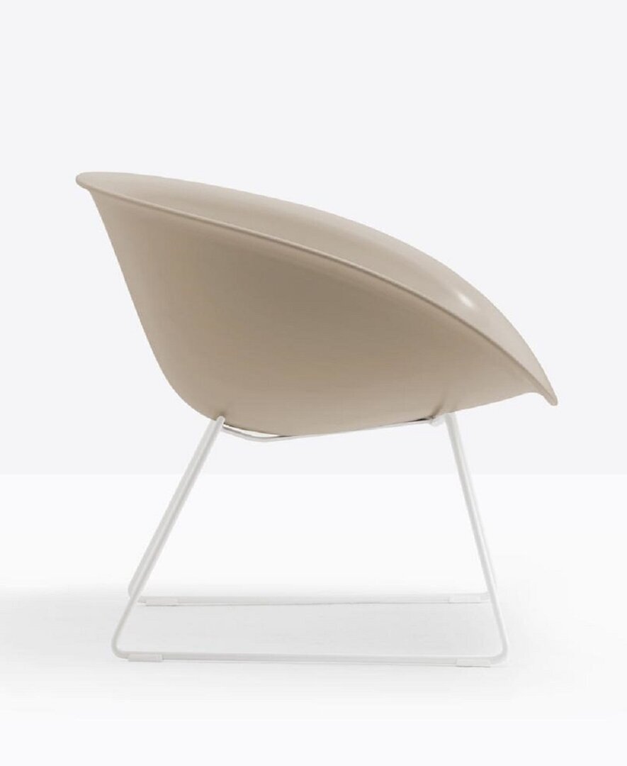 Pedrali Gliss 340 Lounge Kufenstuhl-SA-Tecnopolymer Sand-PC-Stahl Weiss