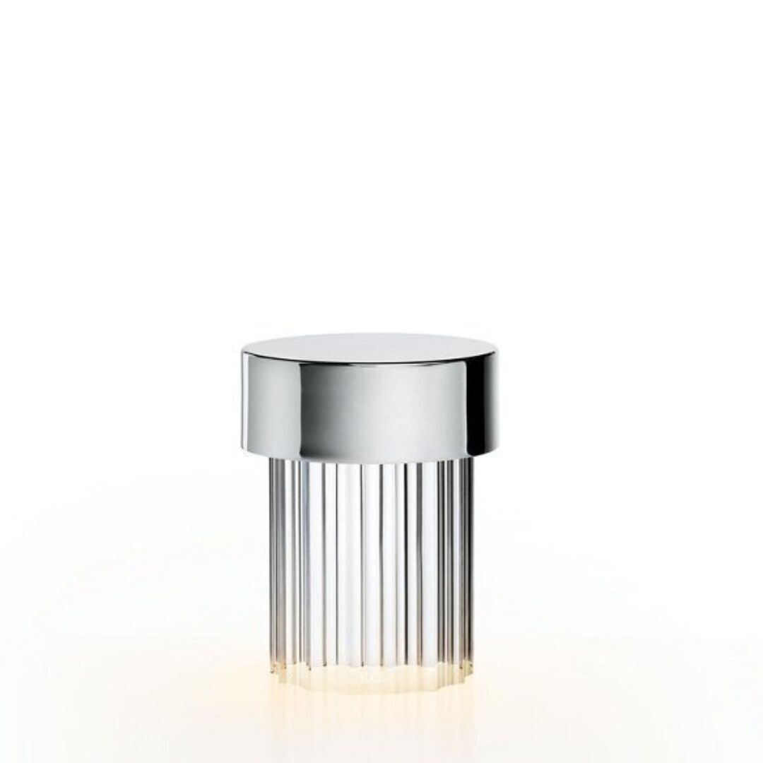 Flos Tischleuchte Last Order von Flos  Hellrosa RAL 3015, Polished Inox, Last Order Fluted
