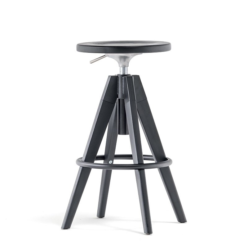 Pedrali Arki Stool - AN-Eichenholz Schwarz lasiert-NERO Aluminium