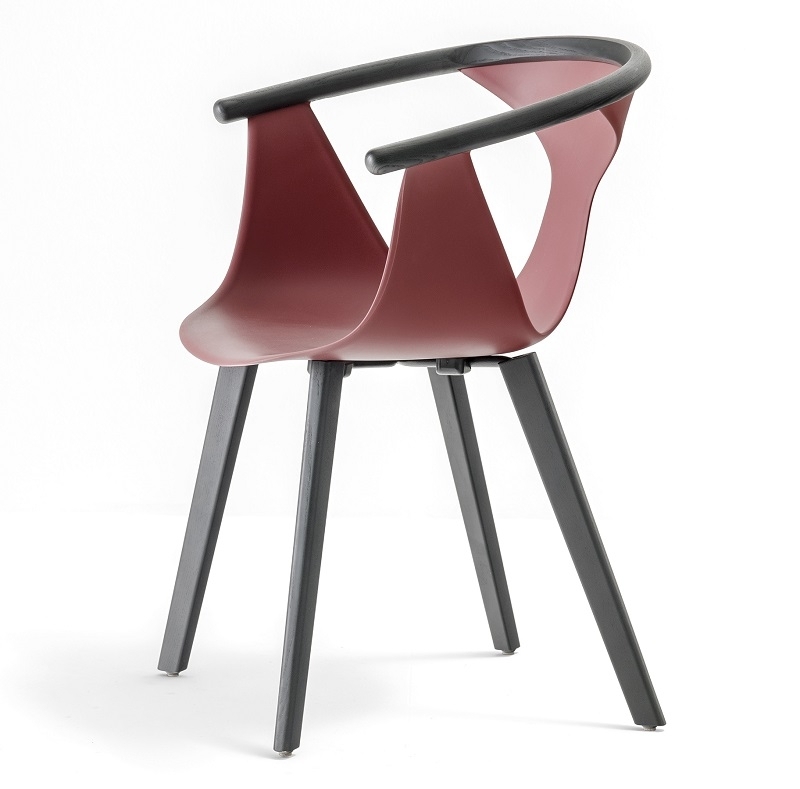 Pedrali Fox 3725-AN-Eschenholz Schwarz lasiert-ML-Polypropylen Marsala