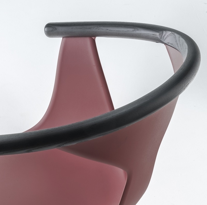 Pedrali Fox 3725-AN-Eschenholz Schwarz lasiert-ML-Polypropylen Marsala
