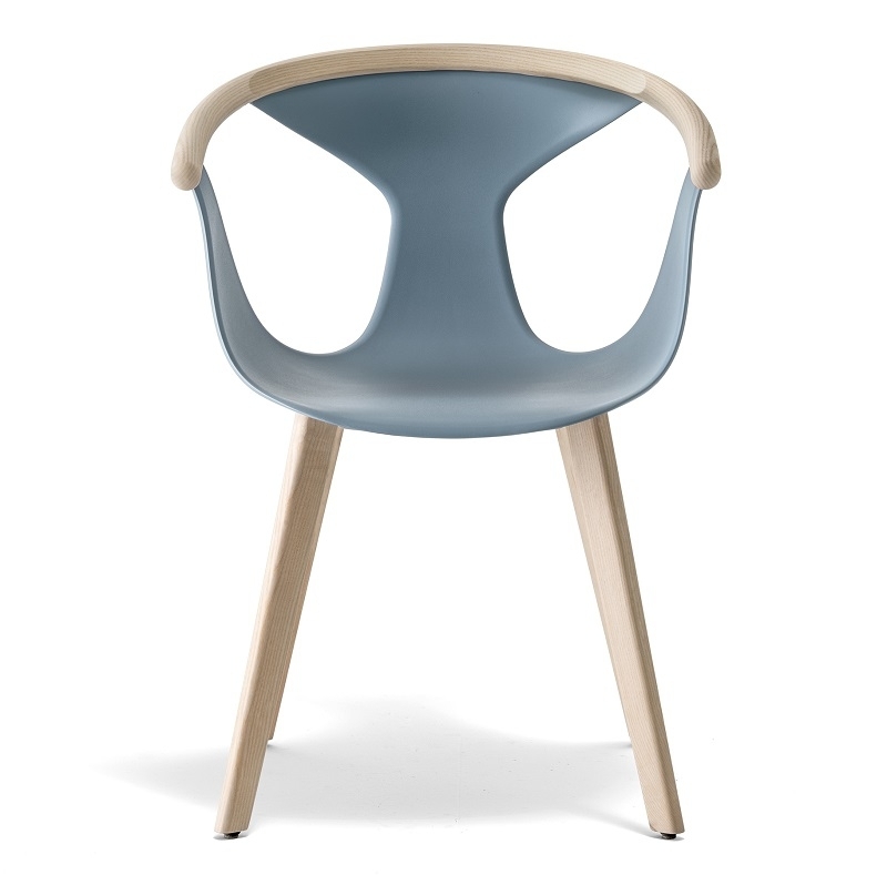 Pedrali Fox 3725-FR-Eschenholz Esche geklält-BL-Polypropylen Blau