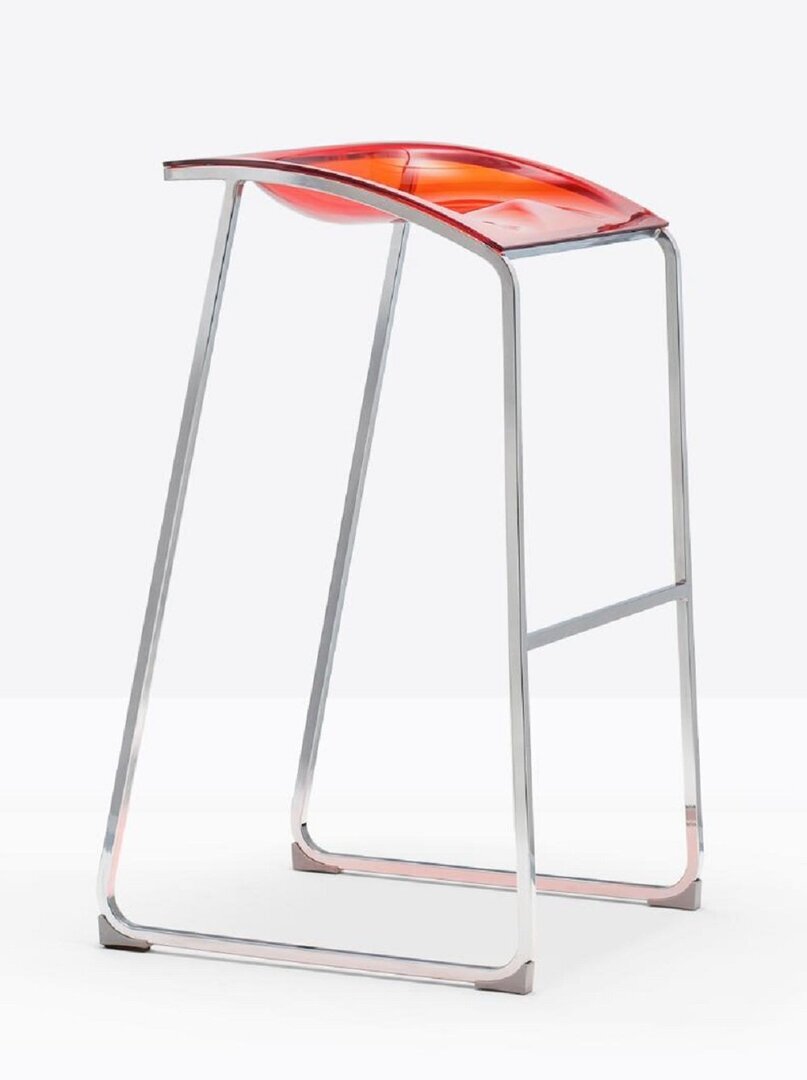 Pedrali Arod 510-CR-Stahl Verchromt-RT-Polycarbonat Rot