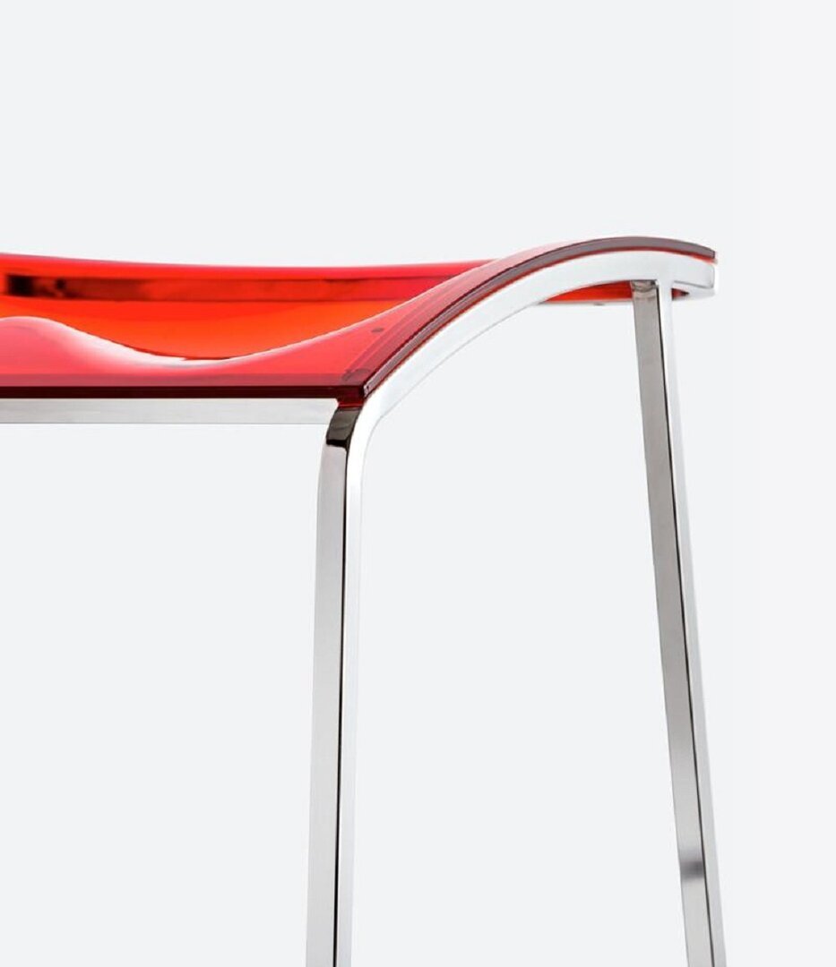 Pedrali Arod 510-CR-Stahl Verchromt-RT-Polycarbonat Rot