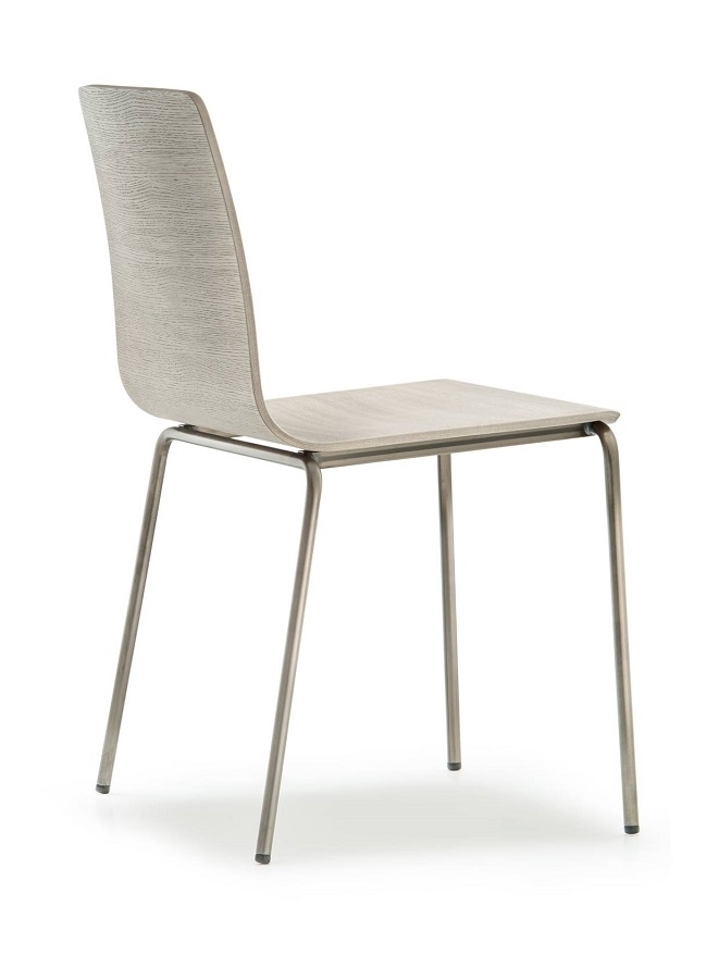 Pedrali Inga 5613-CR-Stahl Verchromt-V101-Eichenholz Antik Grau