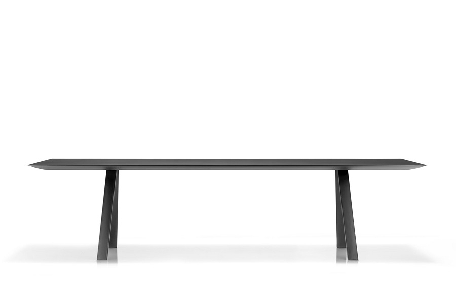 Pedrali ARK Arki-Table mit canalina-NERO-Stahl Schwarz-FNP_NE-Fenixplatte Schwarz anti-fingerprint finish