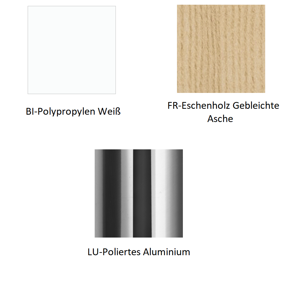 Pedrali Babila 2757 Barhocker-FR-Eschenholz Gebleichte Asche-BI-Polypropylen Weiß-LU-Poliertes Aluminium