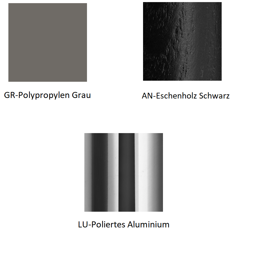 Pedrali Babila 2757 Barhocker-AN-Eschenholz Schwarz-GR-Polypropylen Grau-LU-Poliertes Aluminium