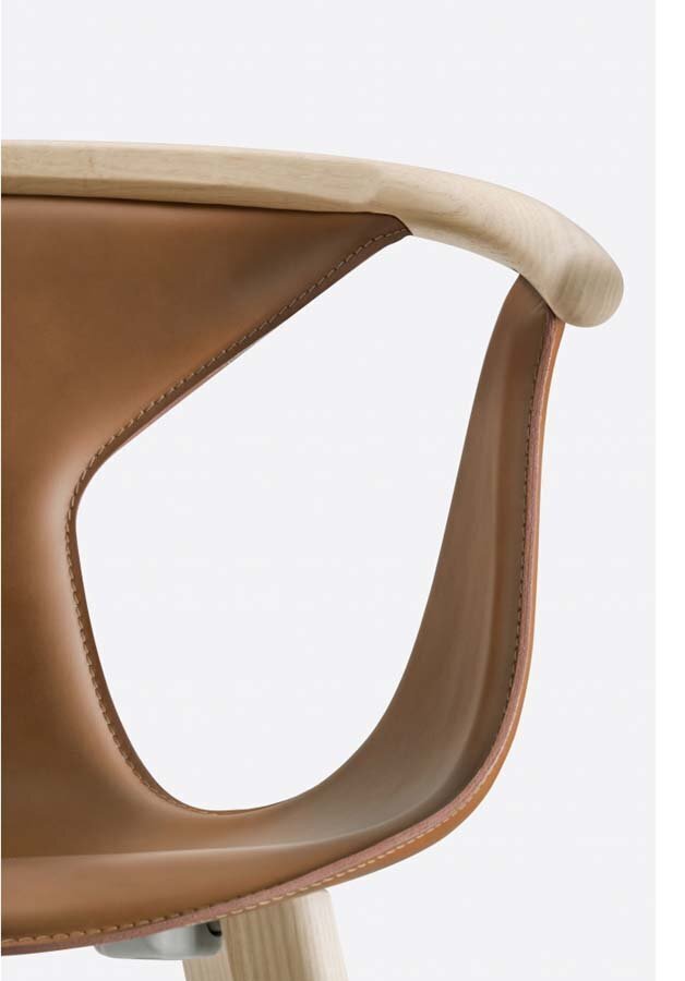 Pedrali Fox 3727 Stuhl-F04-Kernleder Cognac-FR-Eschenholz Esche