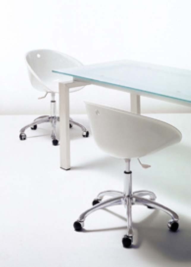 Pedrali Gliss 960 Drehstuhl mit Rollen-BI-Tecnopolymer Weiss