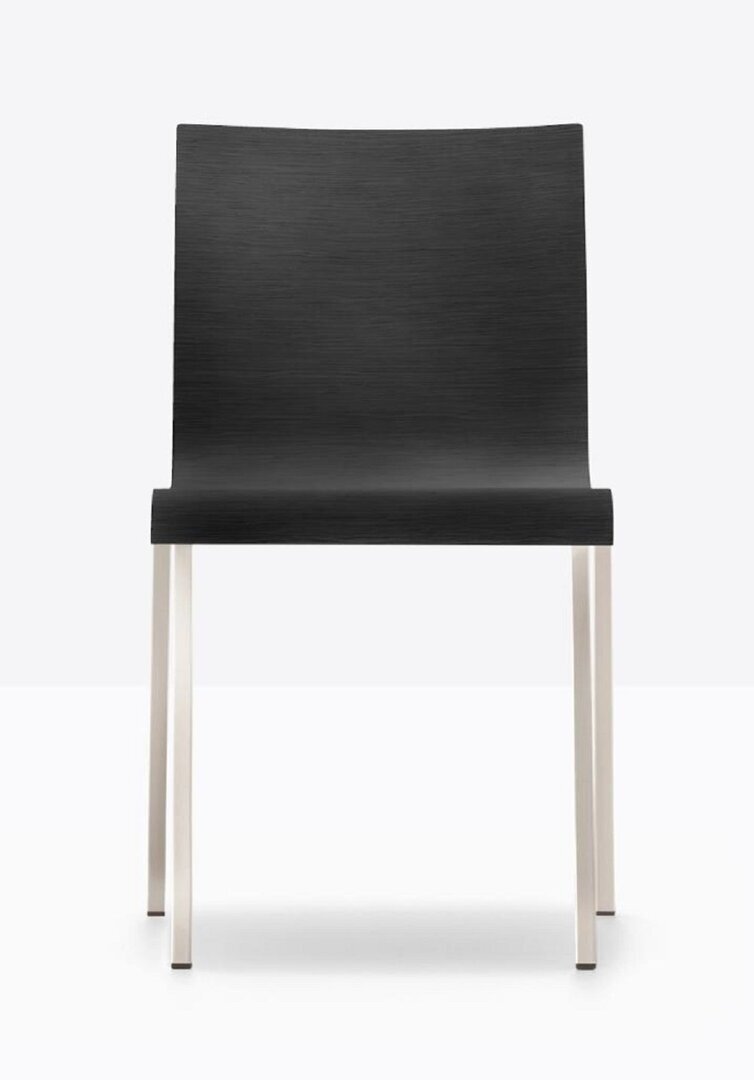 Pedrali Kuadra XL 2411 Stuhl-AN-Eichenholz Schwarz-CR-Stahl Verchromt