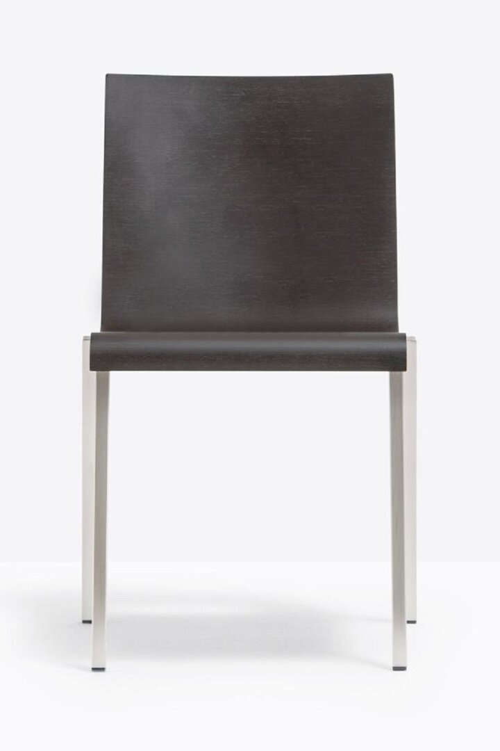 Pedrali Kuadra XL 2411 Stuhl-W-Eichenholz Wenge-CR-Stahl Verchromt