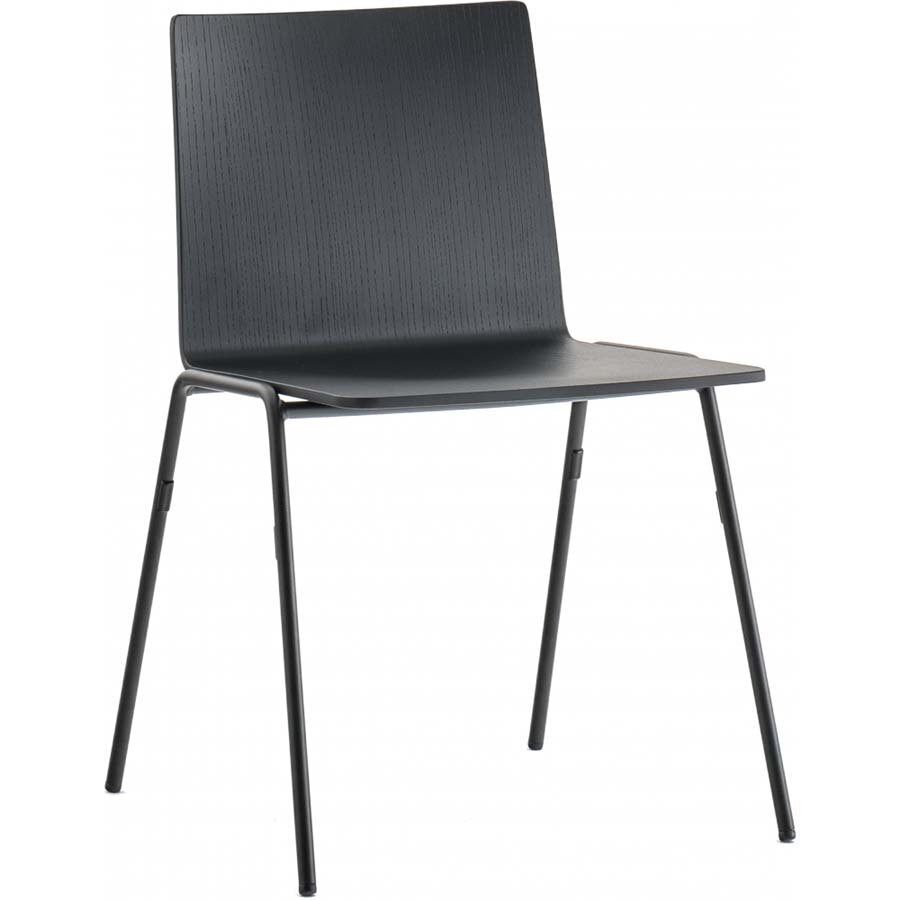 Pedrali Osaka Metal 5711 Stuhl-AN-Eschenholz Esche Schwarz-NERO-Stahl Schwarz