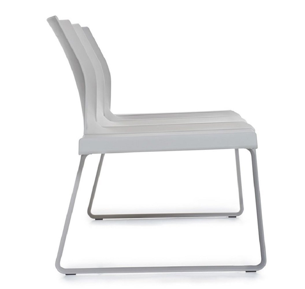 Pedrali Plural Bänke-3-Sitzer-BE-Polypropylen Beige-CR-Aluminium Verchromt