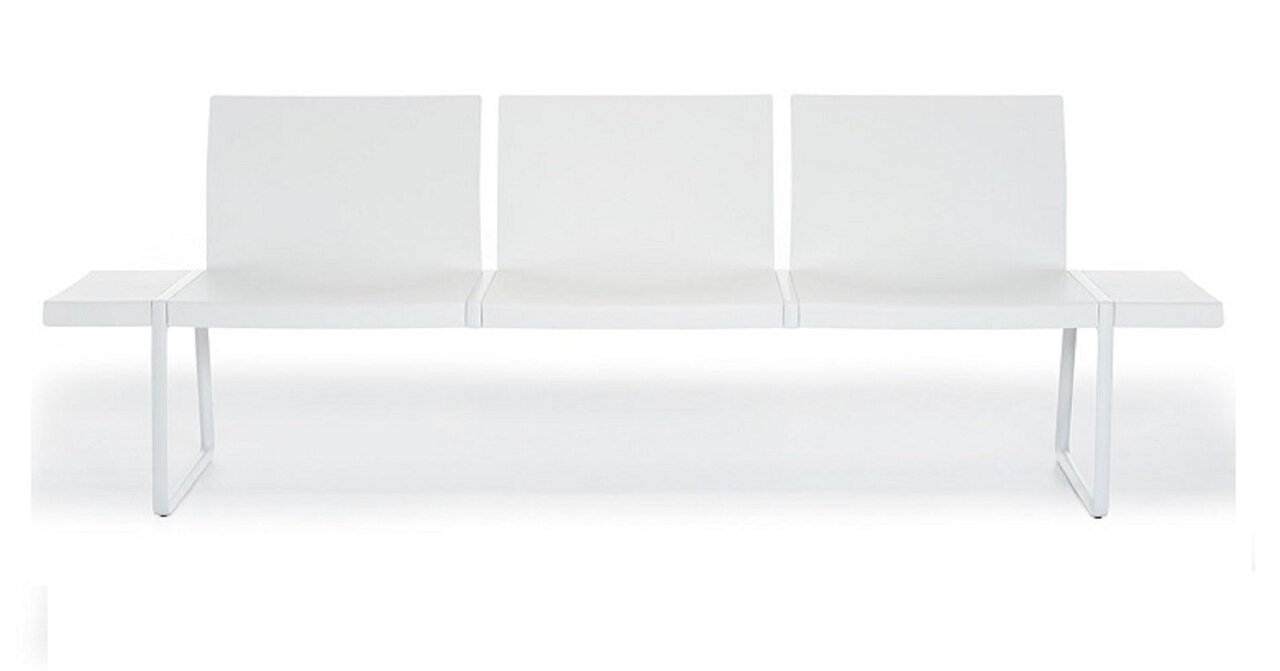 Pedrali Plural Bänke-3-Sitzer-BI-Polypropylen Weiß-CR-Aluminium Verchromt