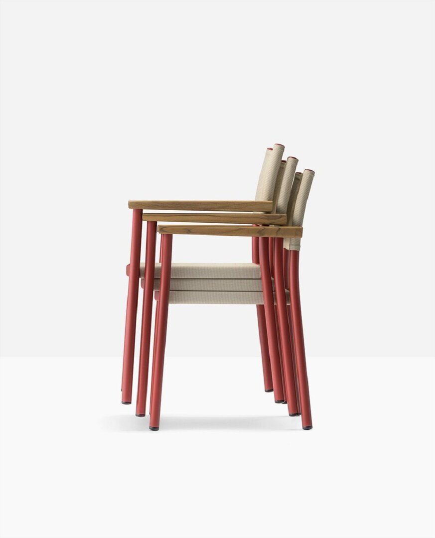 Pedrali Guinea 3695 - Outdoor Sessel - RO200E Red - SA Sand - D82 Aqua