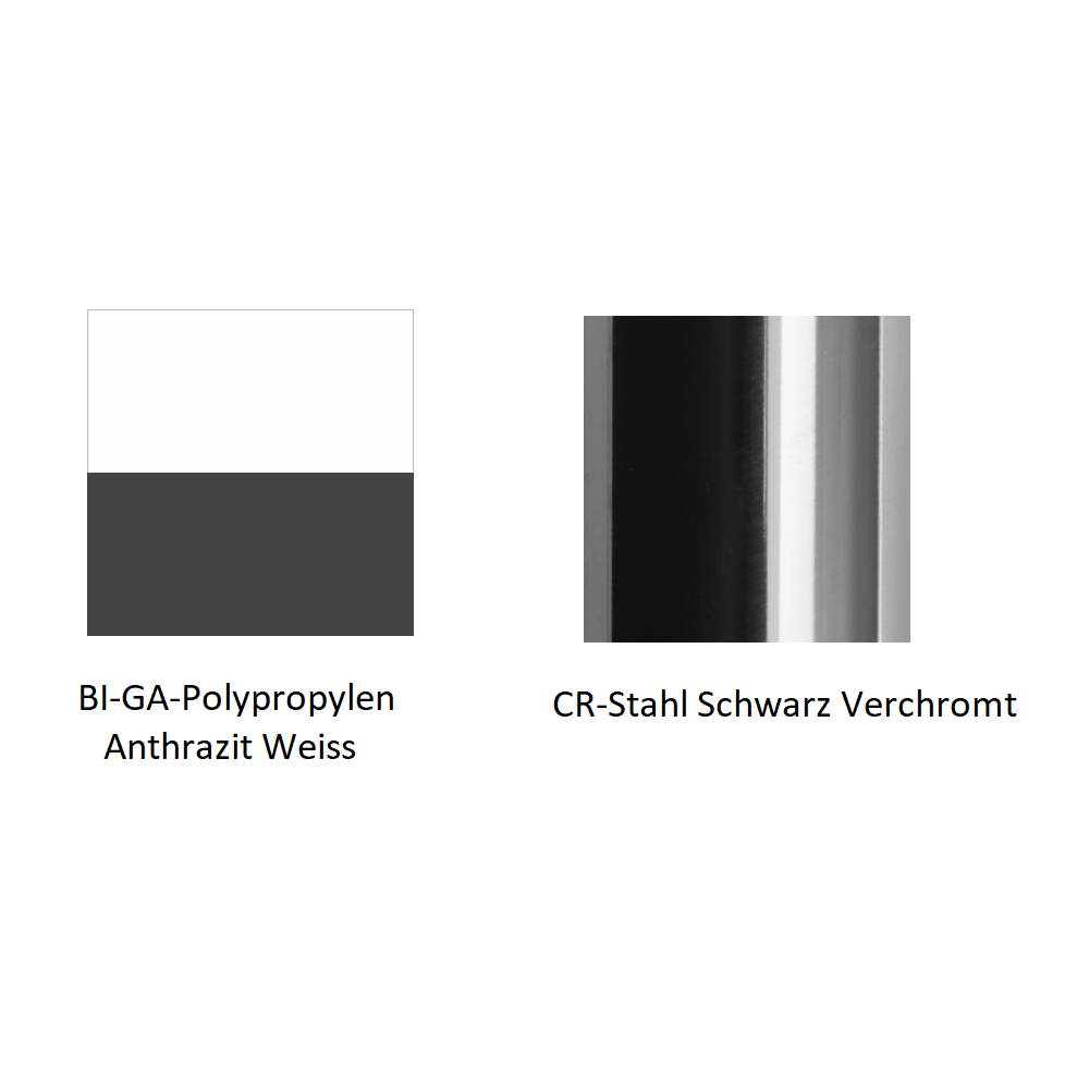 Pedrali Tweet 895 Armlehnenstuhl-BI-GA-Polypropylen Anthrazit Weiss-CR-Stahl Schwarz Verchromt