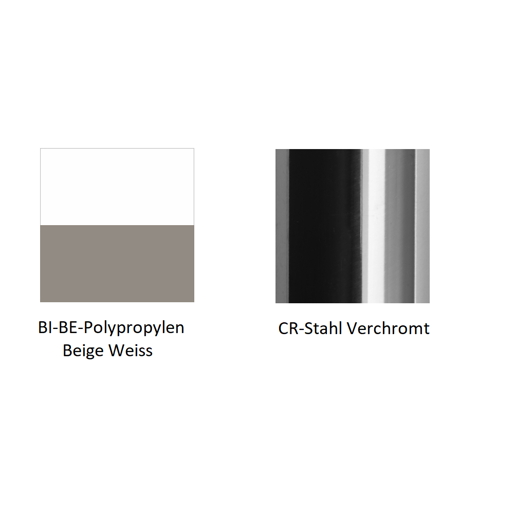 Pedrali Tweet 895 Armlehnenstuhl-BI-BE-Polypropylen Beige Weiss-CR-Stahl Verchromt
