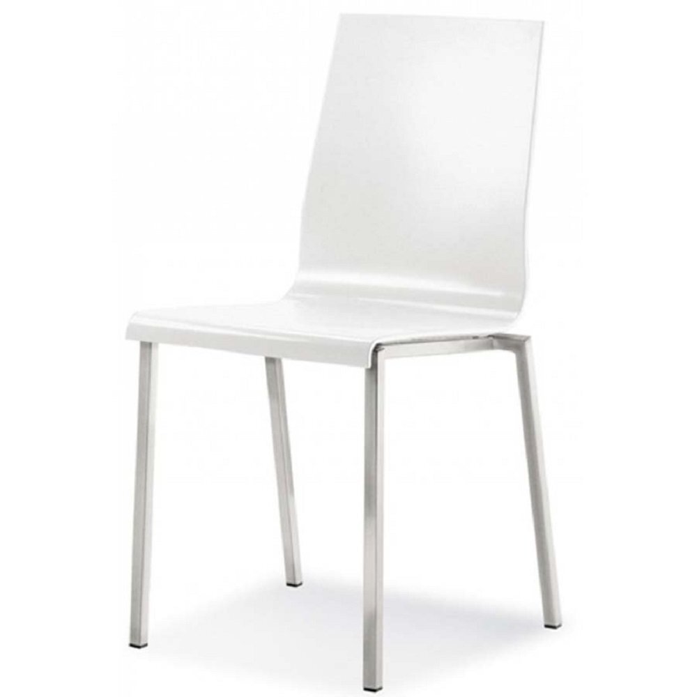 Pedrali Kuadra 1101 Stuhl-BI-Tecnopolymer Weiss-CR-Stahl Verchromt