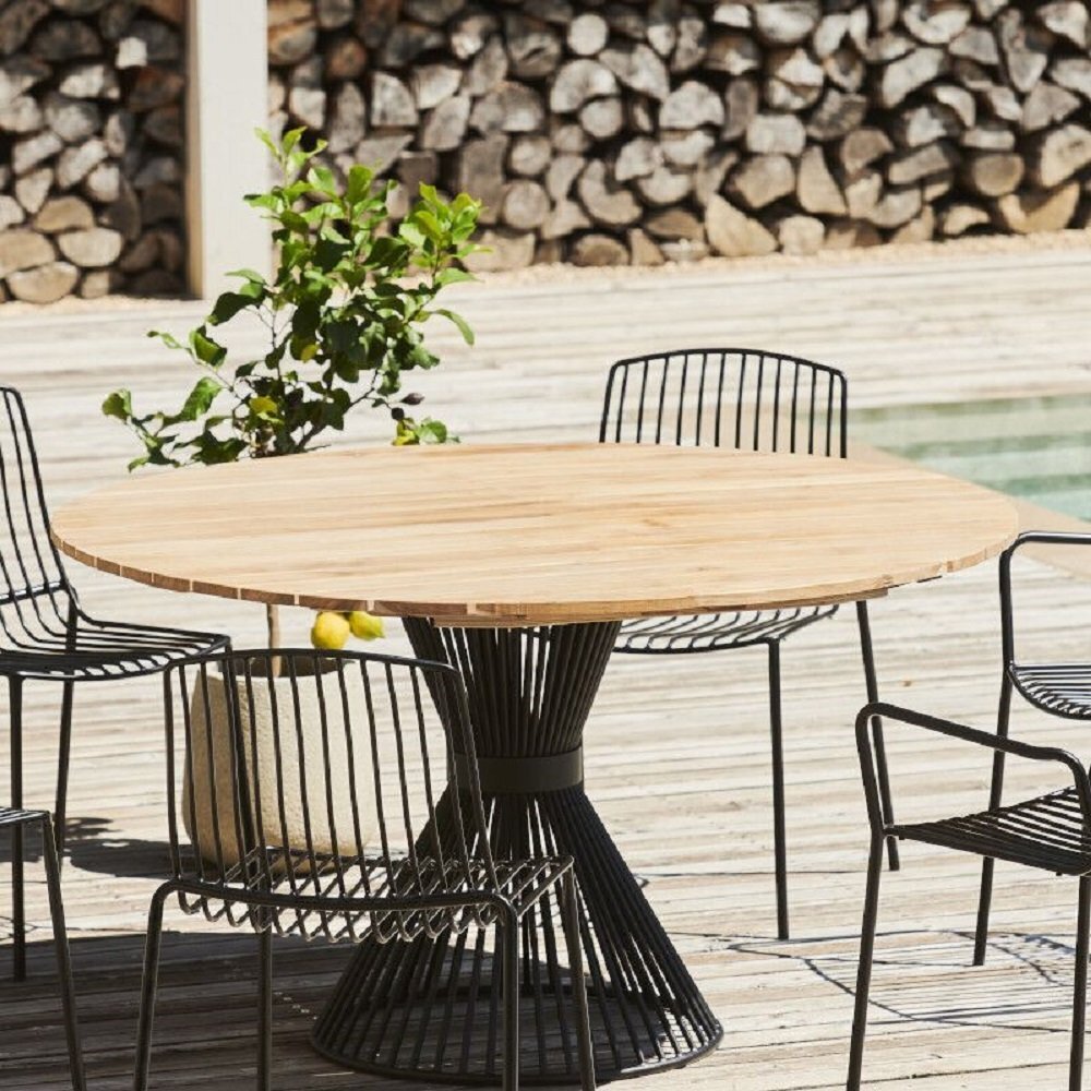 Jan Kurtz Moro Gartentisch ⌀140cm - Schwarz - Recyceltes Teak