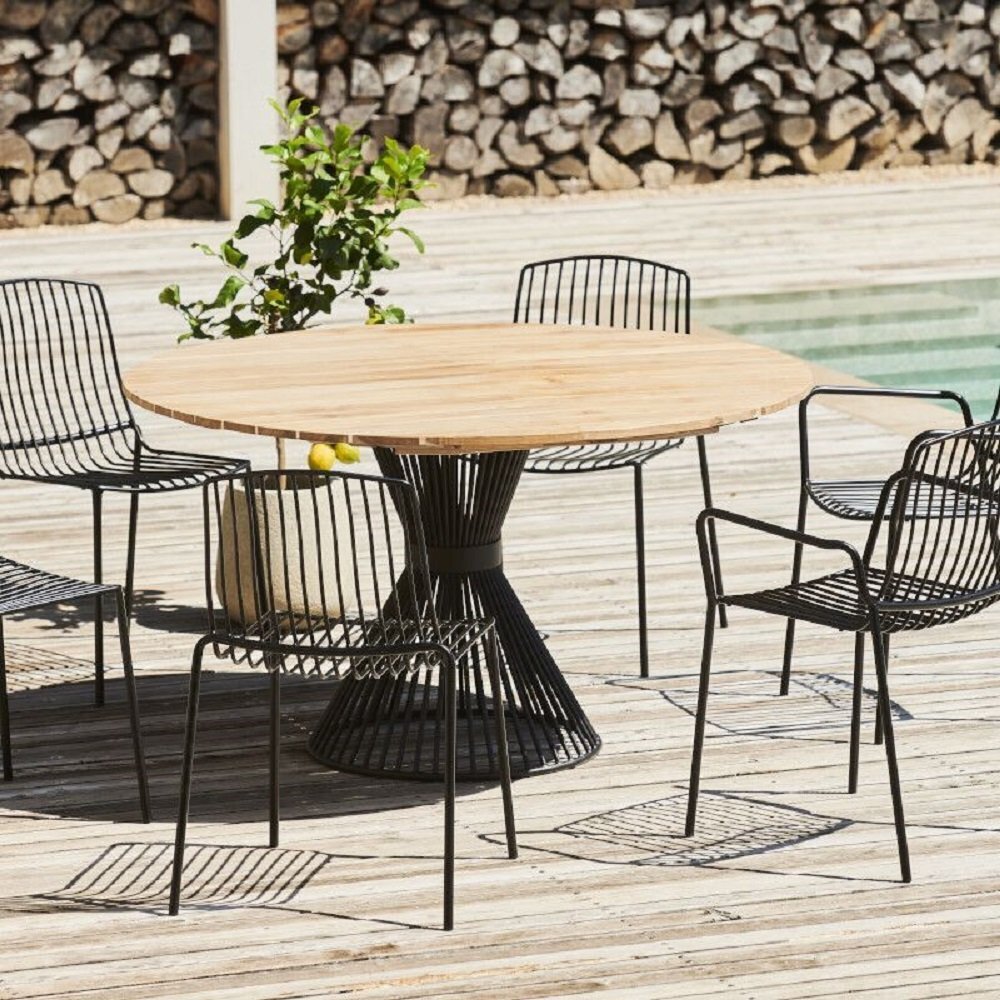 Jan Kurtz Moro Gartentisch ⌀140cm - Schwarz - Recyceltes Teak