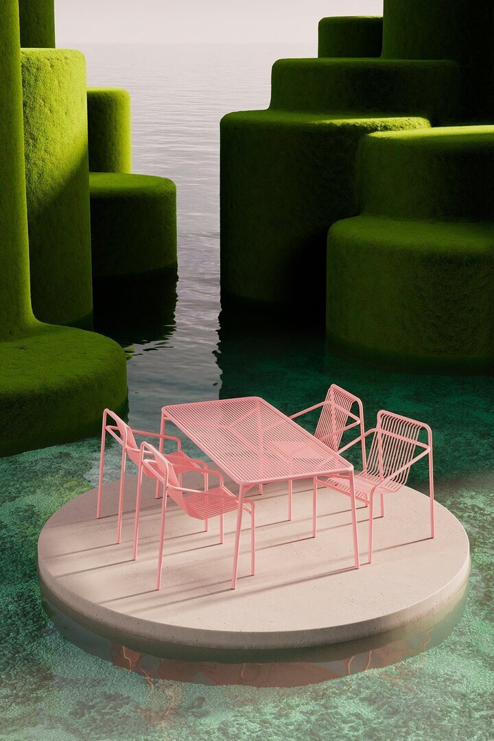 Objekte Unserer Tage Ivy Outdoor Set - (Tisch Large, 4 x Dining Chair) - Soft Pink