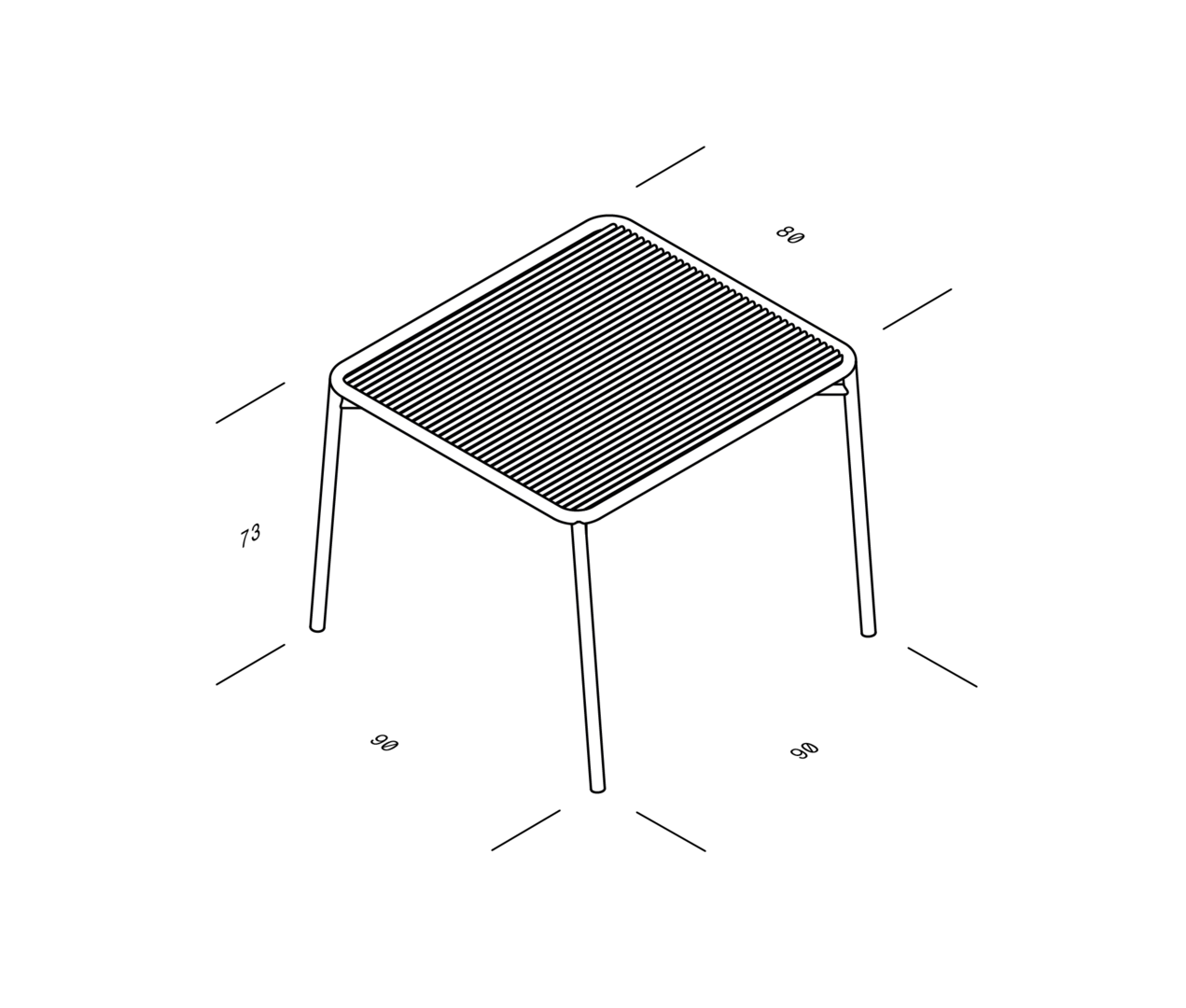 Objekte Unserer Tage Ivy Outdoor Set - (Tisch Small, 2 x Dining Chair) - Dimension