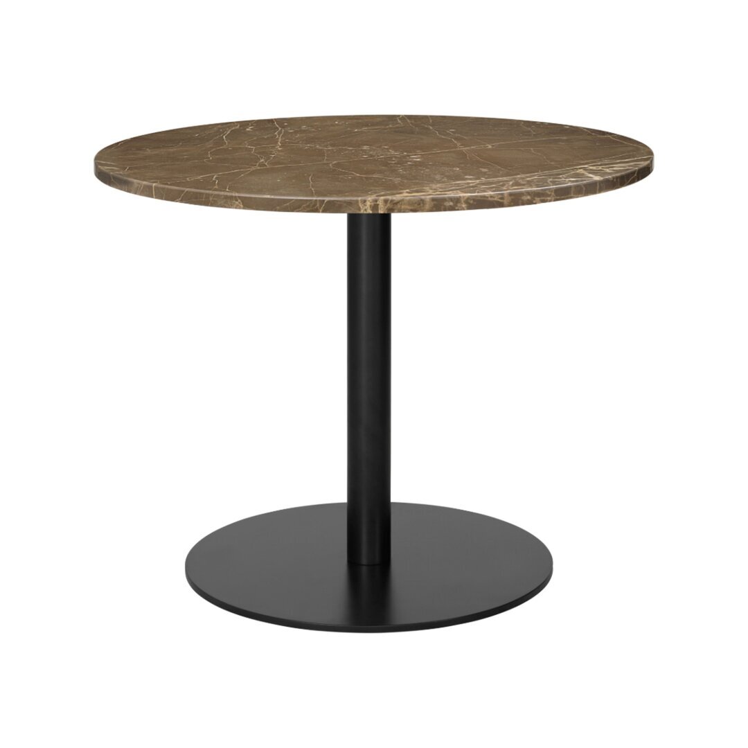 GUBI 1.0 Lounge Table Round Diameter 80 - Marble Brown Top - Black Base