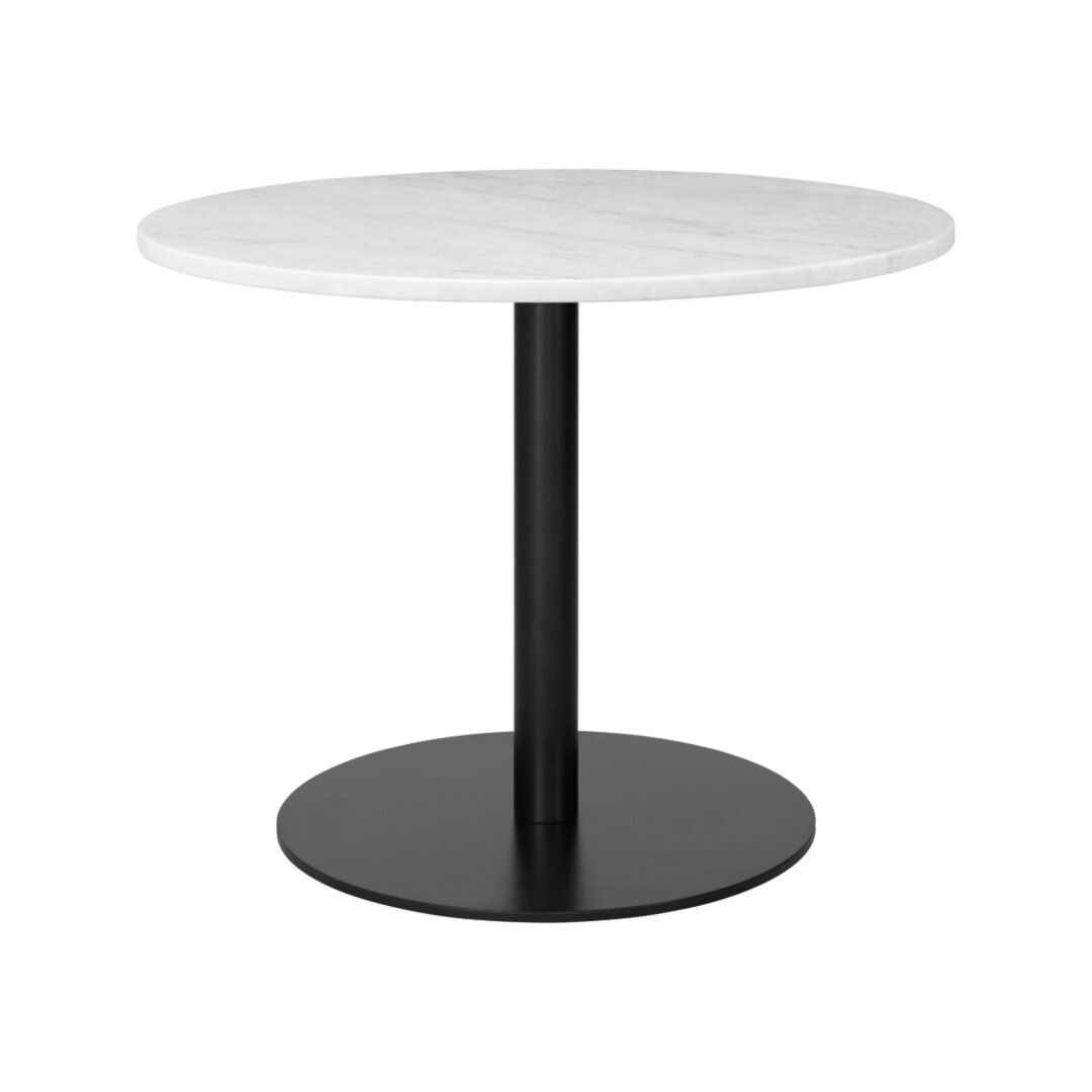 GUBI 1.0 Lounge Table Round Diameter 80 - Marble White Top - Black Base