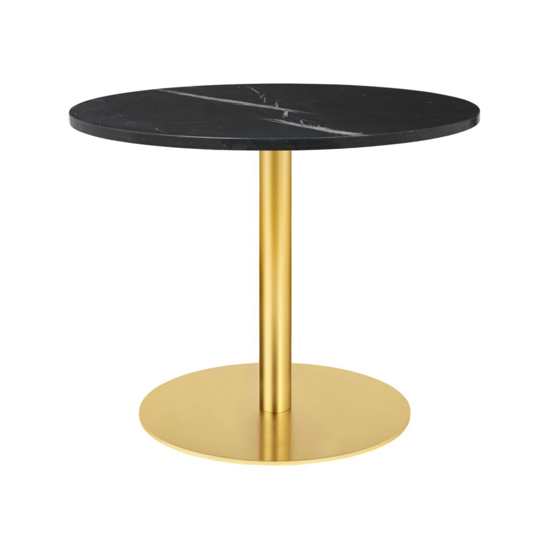 GUBI 1.0 Lounge Table Round Diameter 80 - Black Marquina Marble - Brass Base