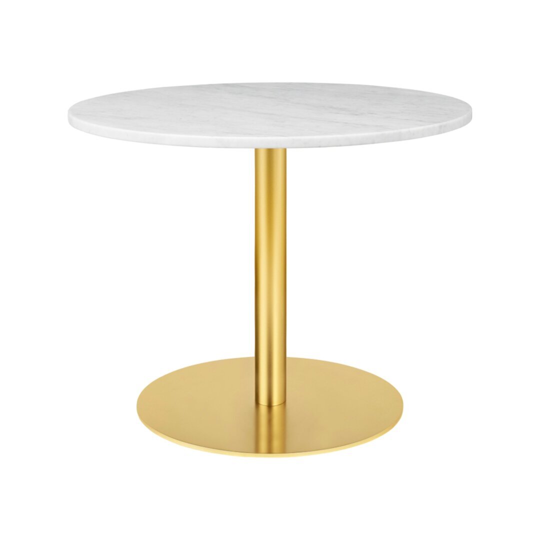 GUBI 1.0 Lounge Table Round Diameter 80 - Marble White Top - Brass Base