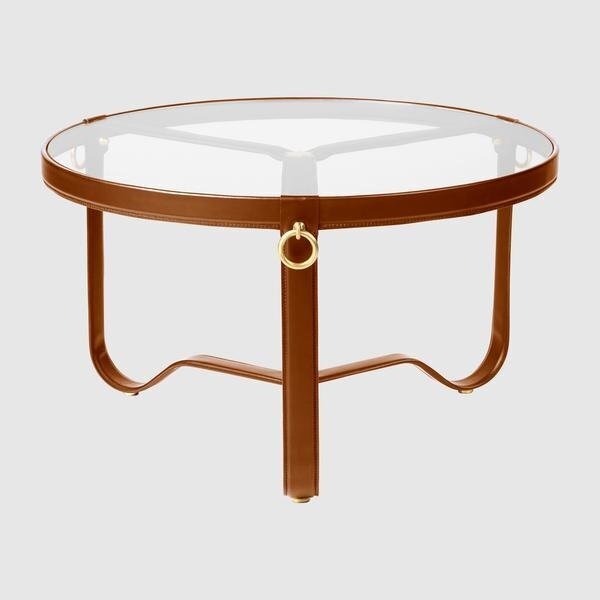 Gubi Adnet Coffee Table - Circular, Ø70 - Tan Leather