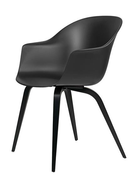 Gubi Bat Dining Chair UnUpholstered Wood base - Black shell