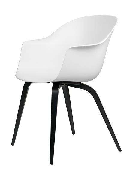 Gubi Bat Dining Chair UnUpholstered Wood base - Pure White shell