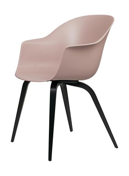 Gubi Bat Dining Chair UnUpholstered Wood base - Sweet Pink shell