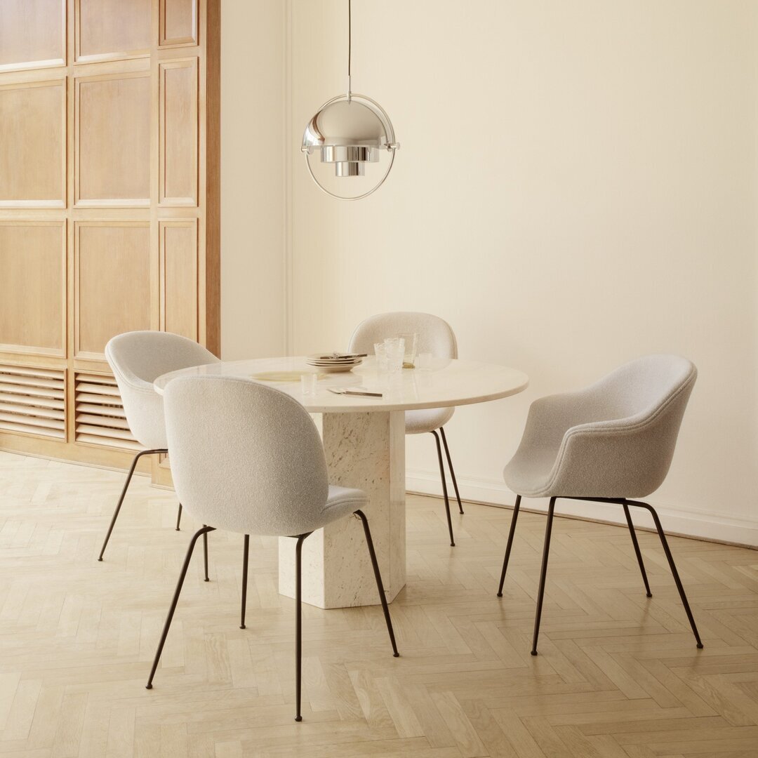 Gubi Bat Dining Chair - Fully Upholstered, Conic base 