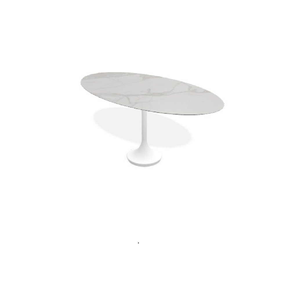 Joli Central Elyps Esstisch - L160 x B90 x H75 cm / White / Xeramica 6+6 mm calacatta