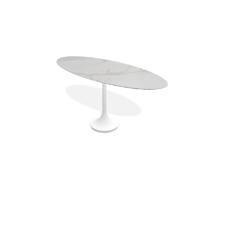 Joli Central Elyps Esstisch - L160 x B70 x H75 cm / White / Xeramica 6+6 mm calacatta