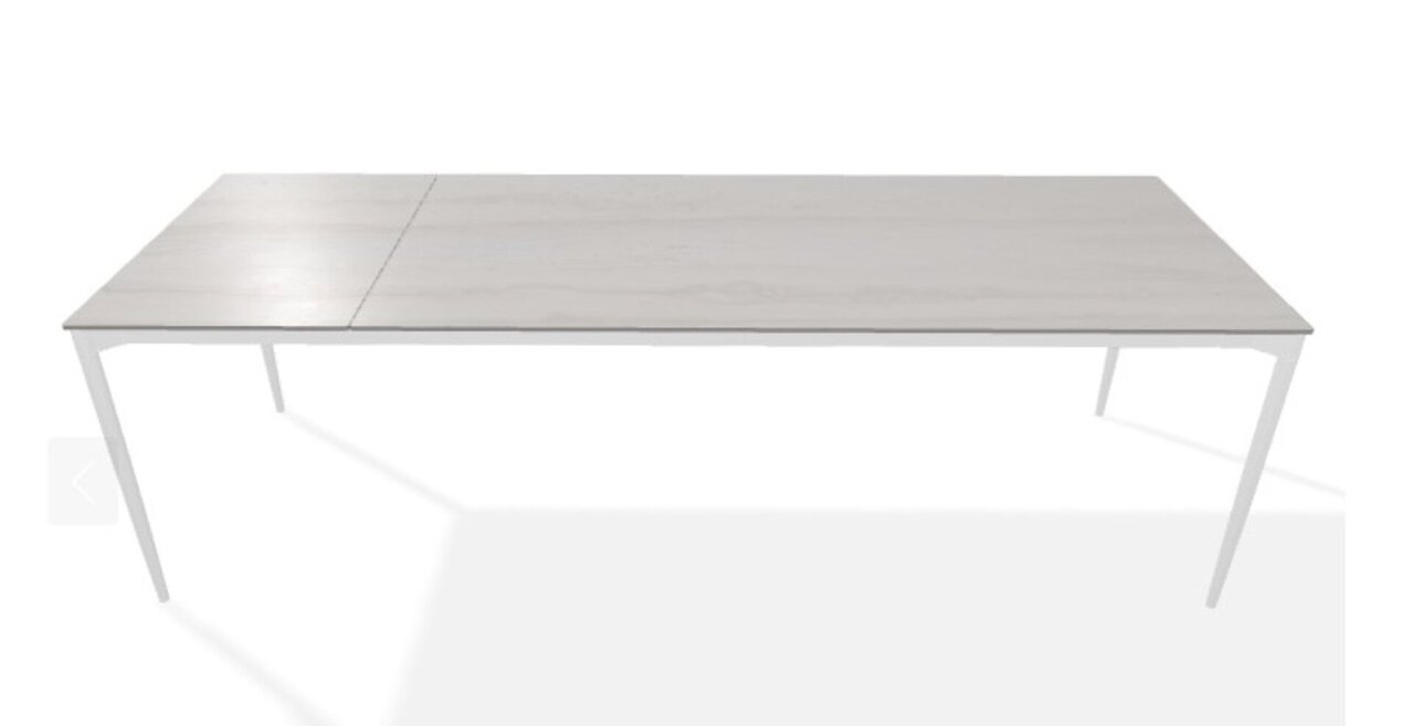 Joli Marguerite Ausziehtisch-Marguerite Ausziehtisch-Weiss-200 x 260 cm-Travertino Grau