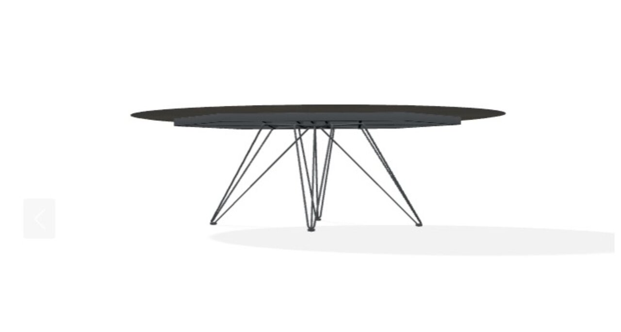 Joli Wire Tisch Oval-Anthrazit-210 x 128 cm-Schwarzes Eisen