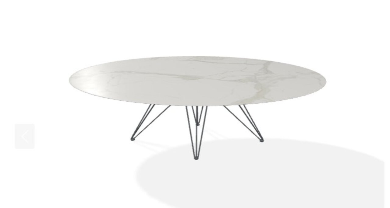 Joli Wire Tisch Oval-Anthrazit-210 x 128 cm-Calacatta Naturale