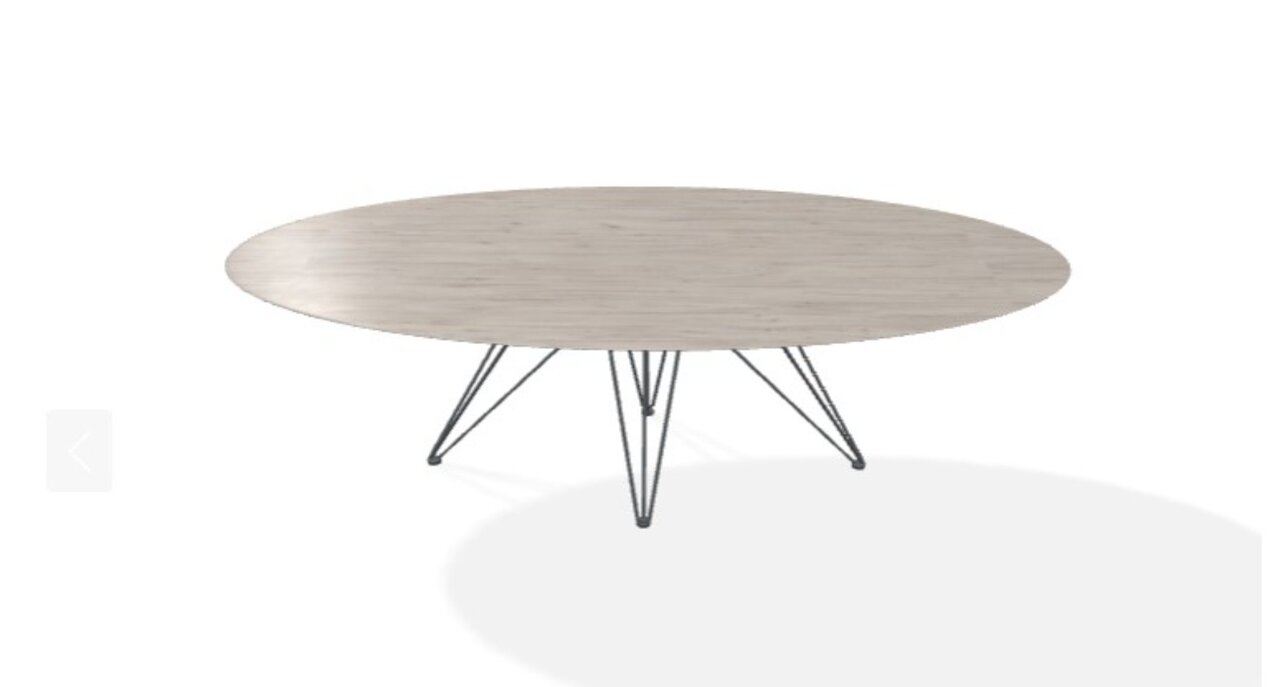 Joli Wire Tisch Oval-Anthrazit-210 x 128 cm-Weiche Eiche