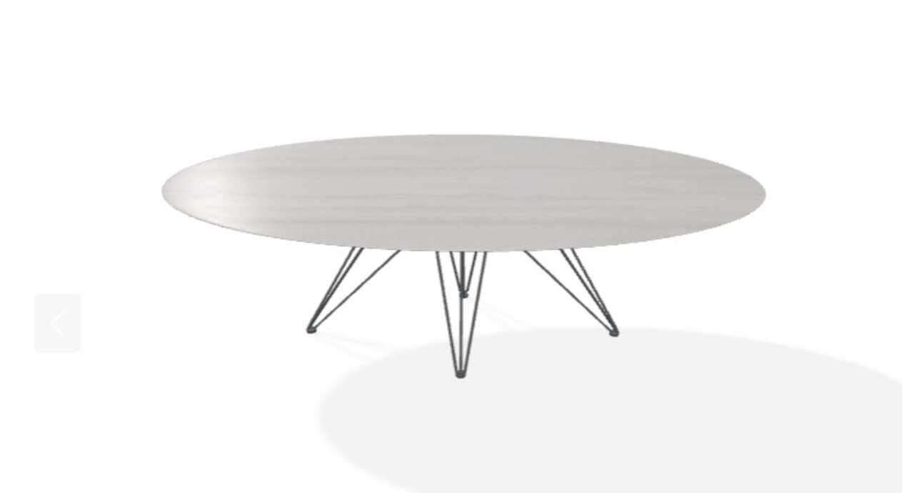 Joli Wire Tisch Oval-Anthrazit-210 x 128 cm-Travertino Grau