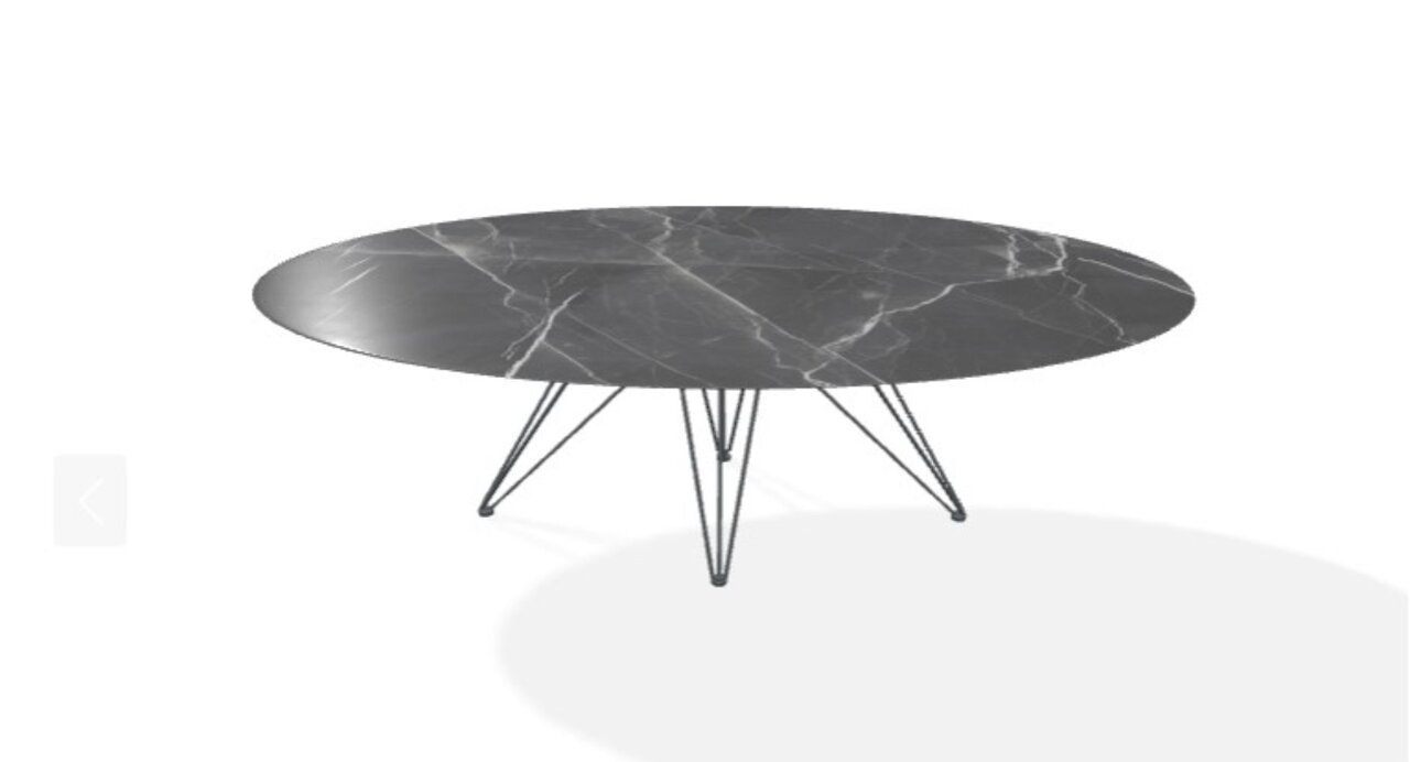Joli Wire Tisch Oval-Anthrazit-210 x 128 cm-Schwarzer Diamant