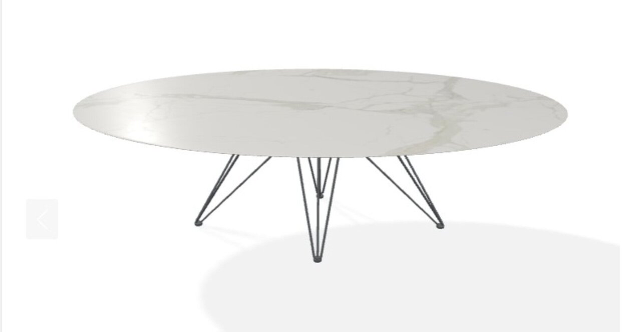 Joli Wire Tisch Oval-Anthrazit-250 x 128 cm-Calacatta Naturale