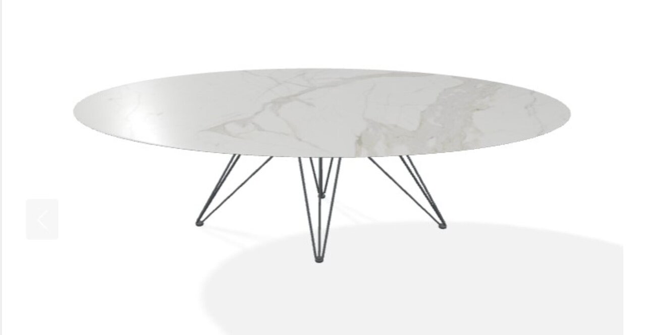 Joli Wire Tisch Oval-Anthrazit-250 x 128 cm-Calacatta