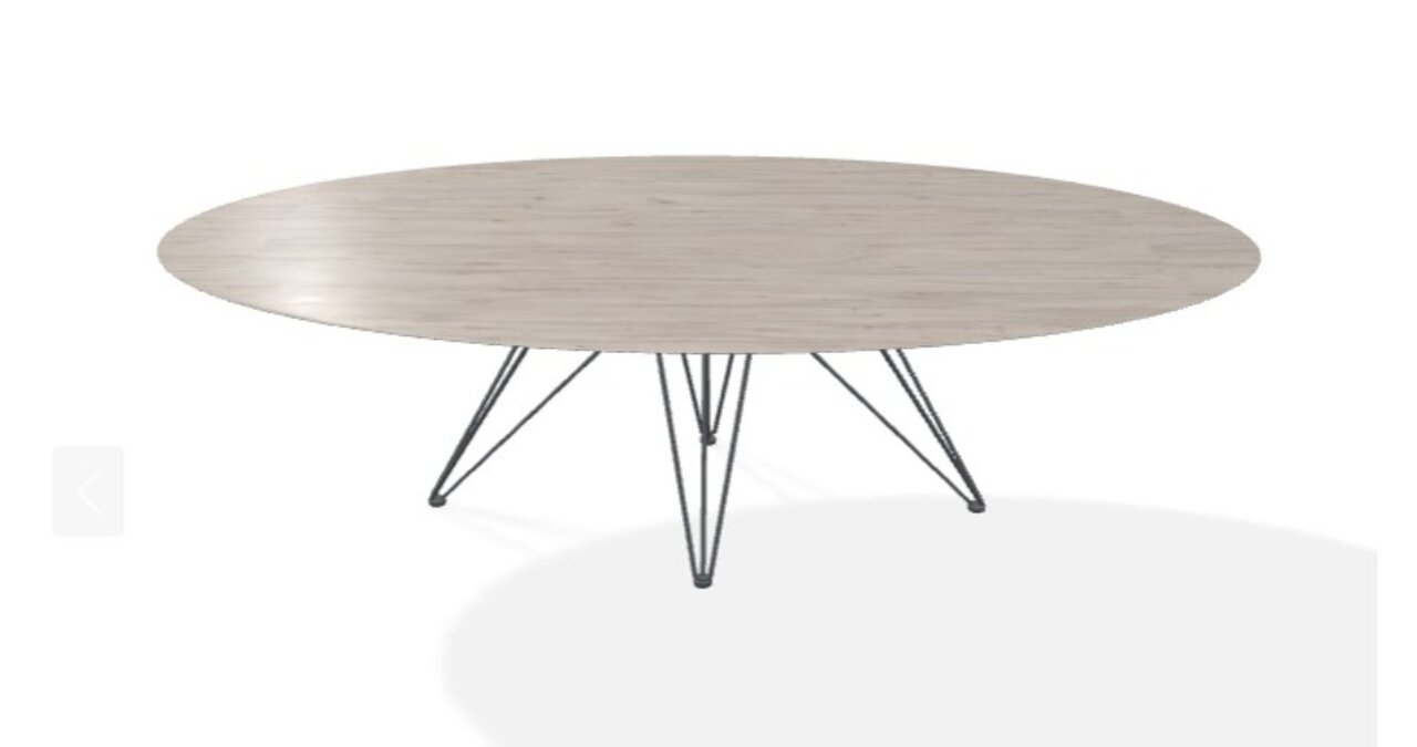 Joli Wire Tisch Oval-Anthrazit-250 x 128 cm-Weiche Eiche
