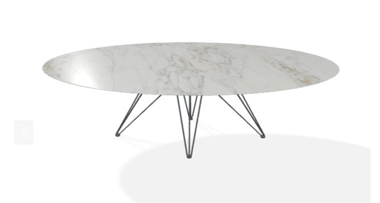 Joli Wire Tisch Oval-Anthrazit-250 x 128 cm-Bianco D’Oro