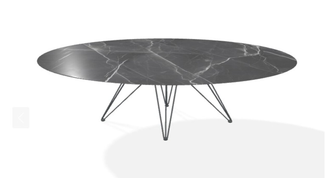 Joli Wire Tisch Oval-Anthrazit-250 x 128 cm-Schwarzer Diamant